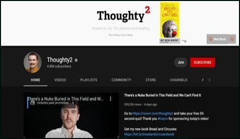 Thoughty2 Youtuber overview
